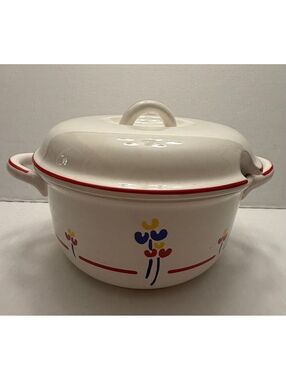 Vintage 1980s Riva Designs Tulips Covered Casserole Tureen Japan 9" MCM